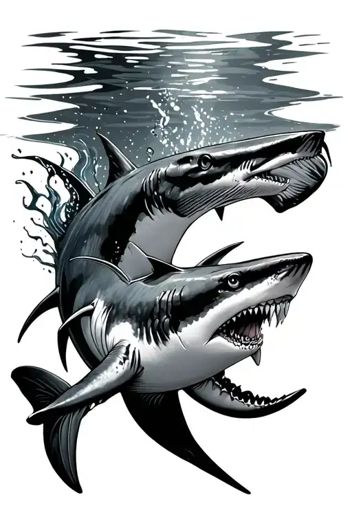 Feminine Hammer Head Shark Swimming