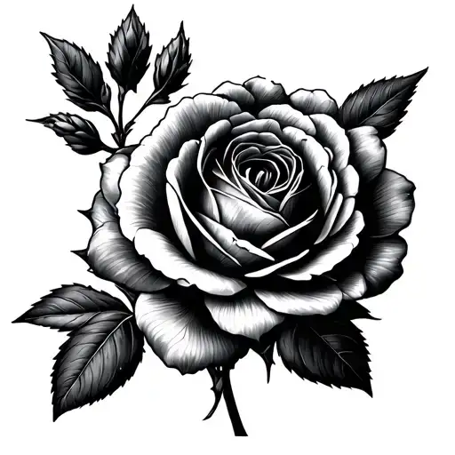 Rhododendron Flowers With A Large Rose Fine Line