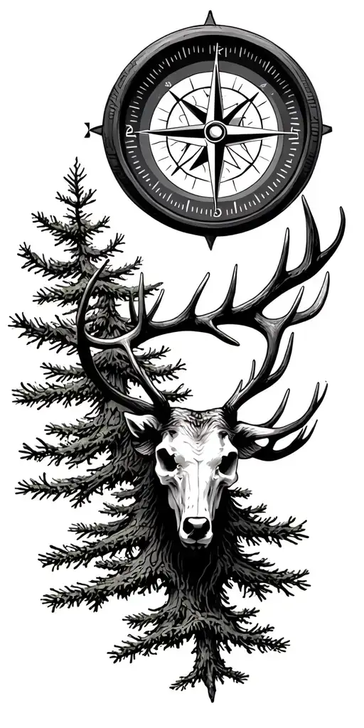 Compass Elk Scull Mountains Spruce Tree Branches