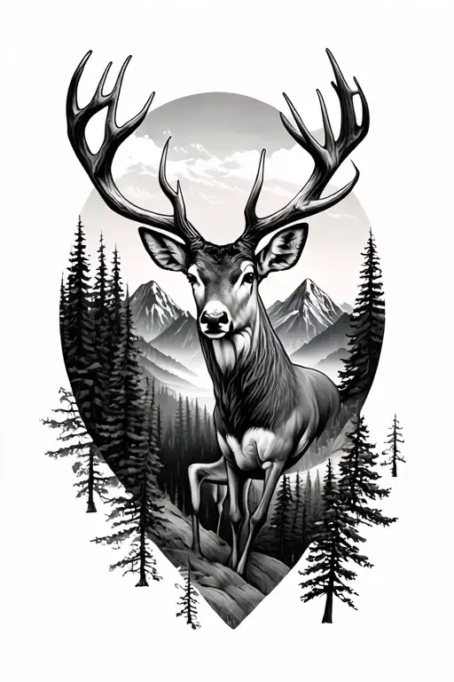 Deer Antler Forest Mountains