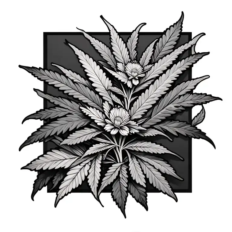 Marijuana With Flowers Intertwined