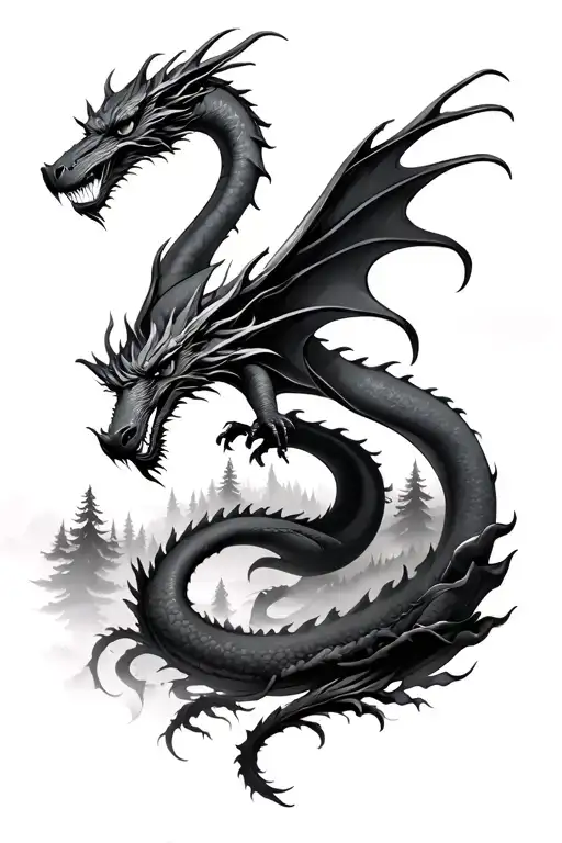 Dragon And Forest Scene