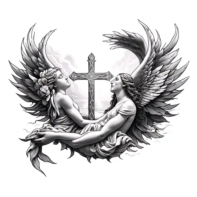 Heavenly Scene With Cross