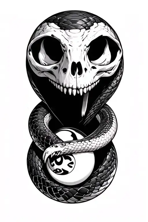 Snake Skeleton Eating 8 Ball