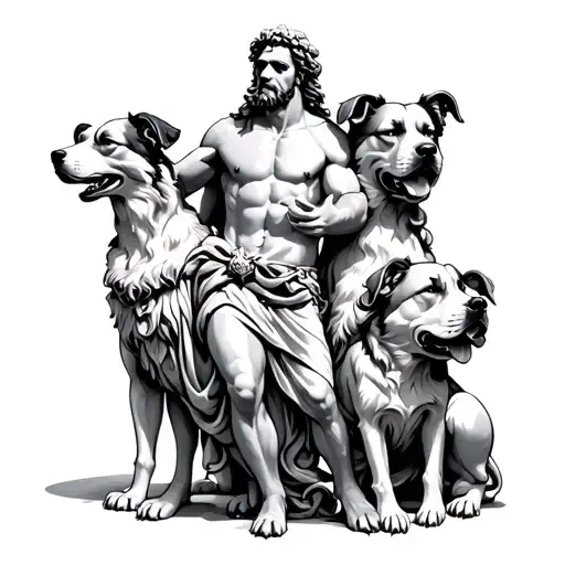 Zeus With Three Headed Dog
