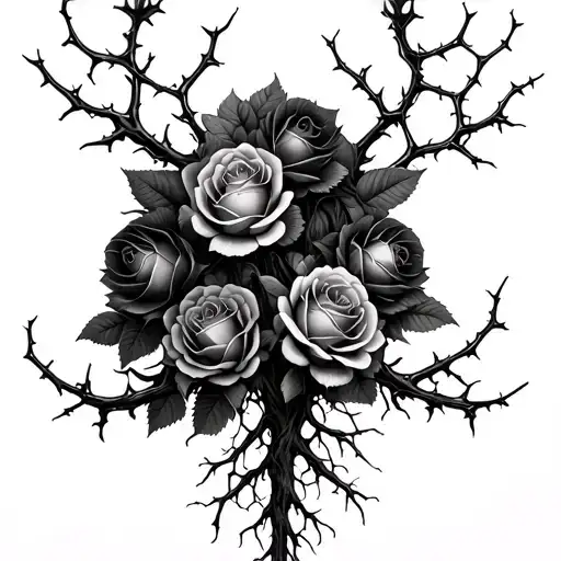 Victorian Gothic Roses And Thorns Wrapping Tree With Roots