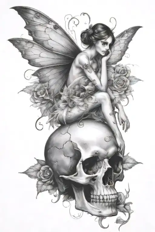 Fairy Sitting On A Skull