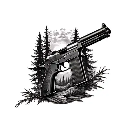 Forest Tattoo Memorial For My Cousin Incorpurating The Gun We Had Leg Sleeve