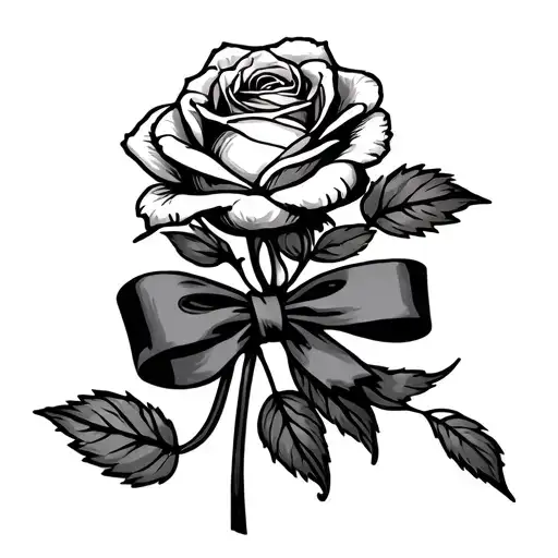 Sweet Pea And Rose Fine Line Tattoo Tied Up With Ribbon