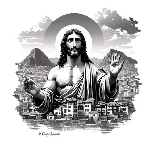 Jesus Rio De Janeiro With A Town Showing