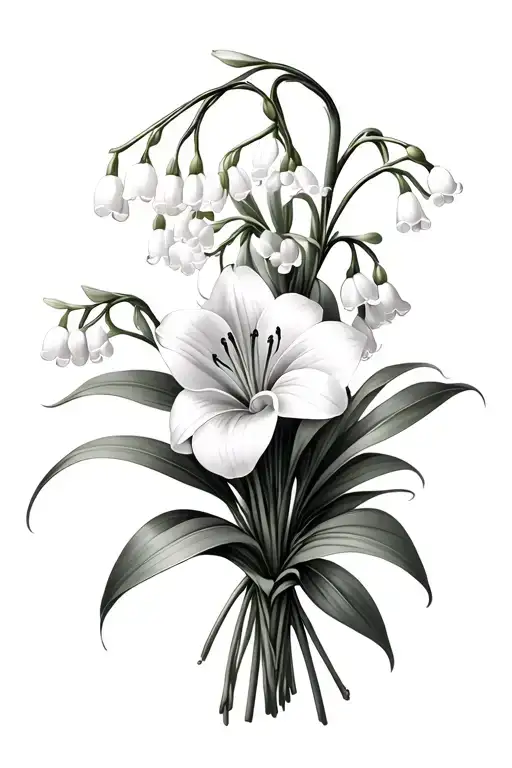 Lily Of The Valley With Emylee In Stem And Violet With Piper In A Bouquet