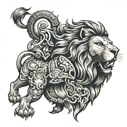Lion With Armour Leo Zodiac Sign