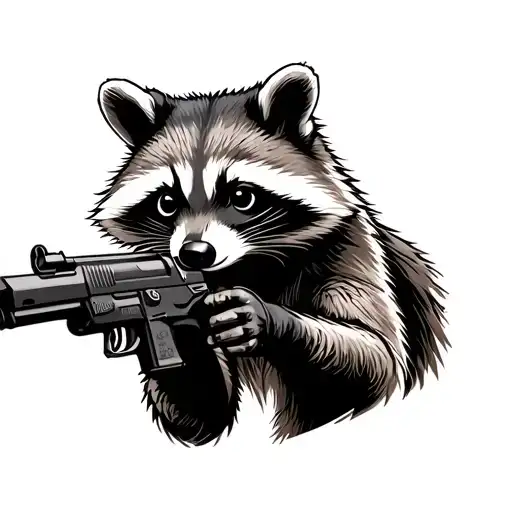 Raccoon With A Gun