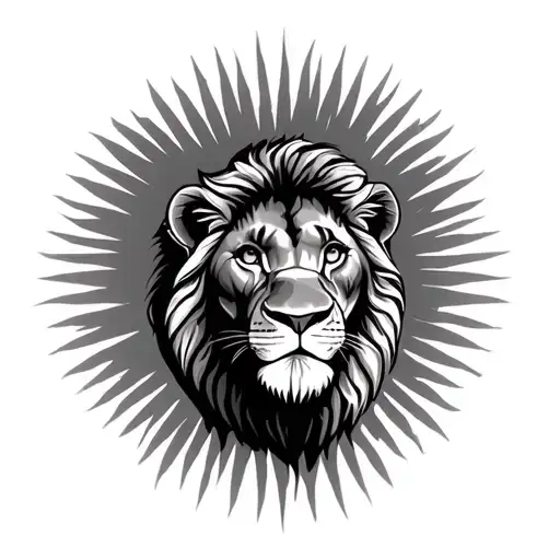 Sun Fade On Background And Simba Lion King In Front Of