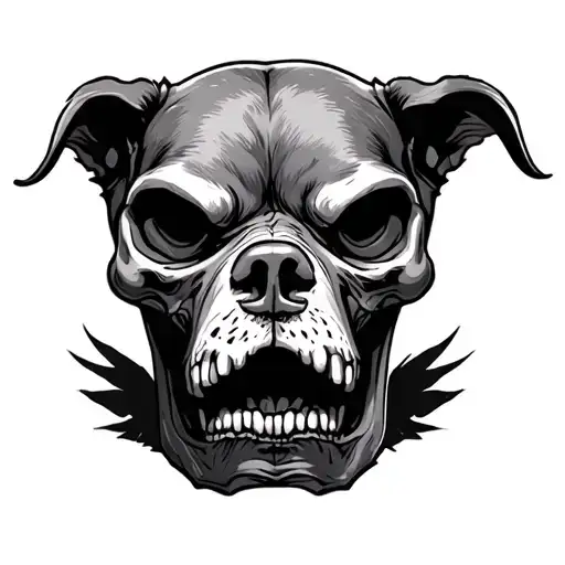 Sad And Angry Dog Skull
