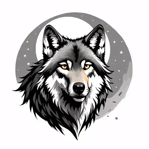 Wolf And Moon