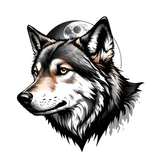 Wolf And Moon