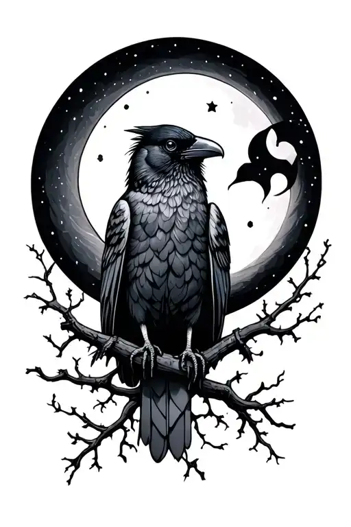 Crow And Moon