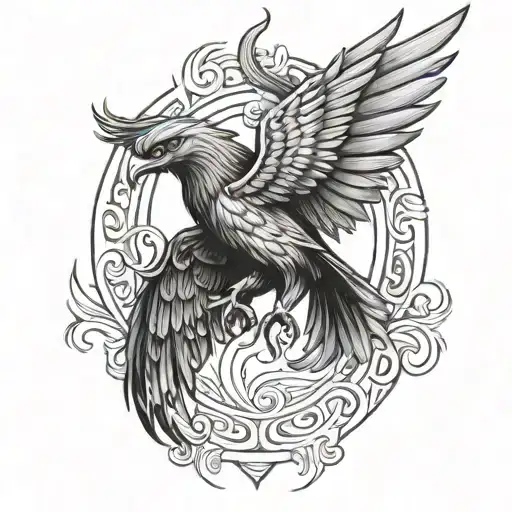 Fighter Phoenix Tattoo Men Leg Tattoo Design