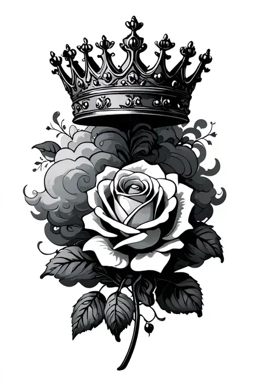 Crown With A Rose And Clouds