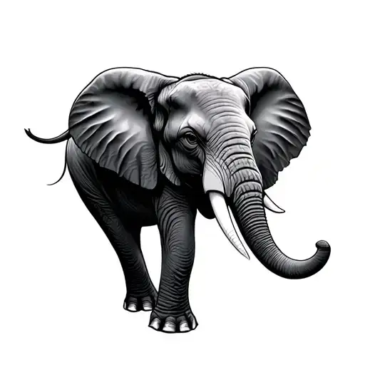 Side View Of Elephant With Shading