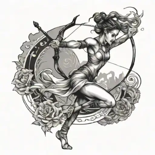 Female Contemporary Dancer With A Female Compound Archer