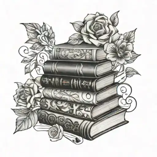 Book Stacks With Floral Patterns