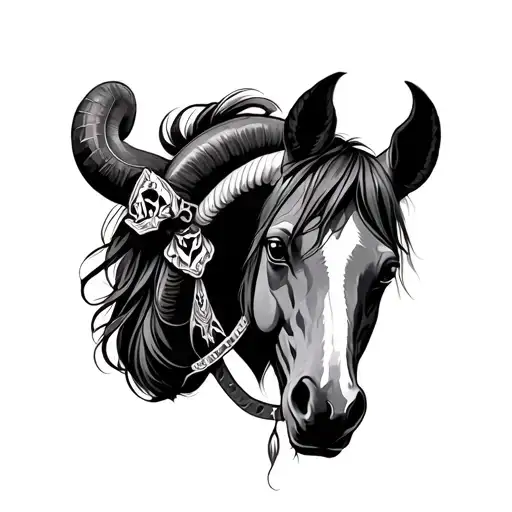 Horse With Aries Women Full Body