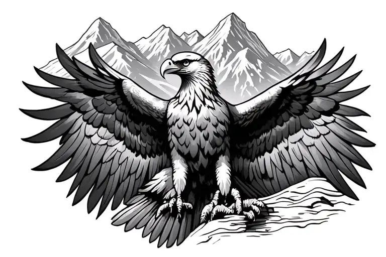 Austrian Eagle With Mountains