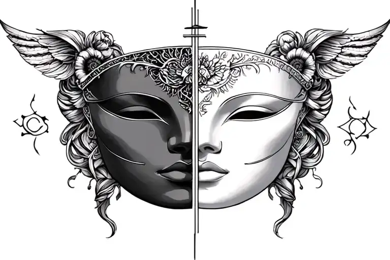 Gemini Zodiac Sign With Two Faced Mask