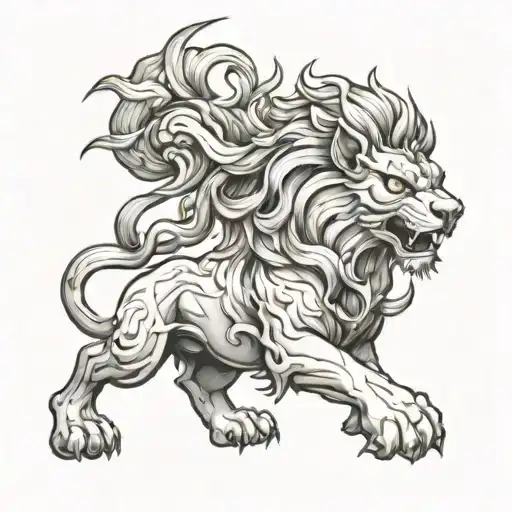 Shishi Lion Line Art