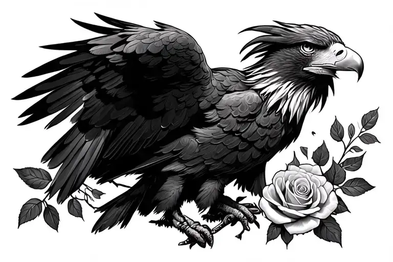 Eagle And Roses Intertwined