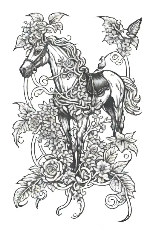 Massey Ferguson Pony With Cardinal And Vines Intertwined