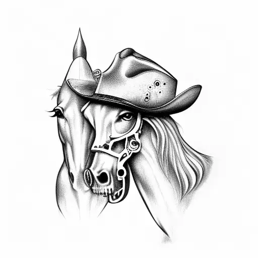 Cowboy With A Horse And A Cowskull