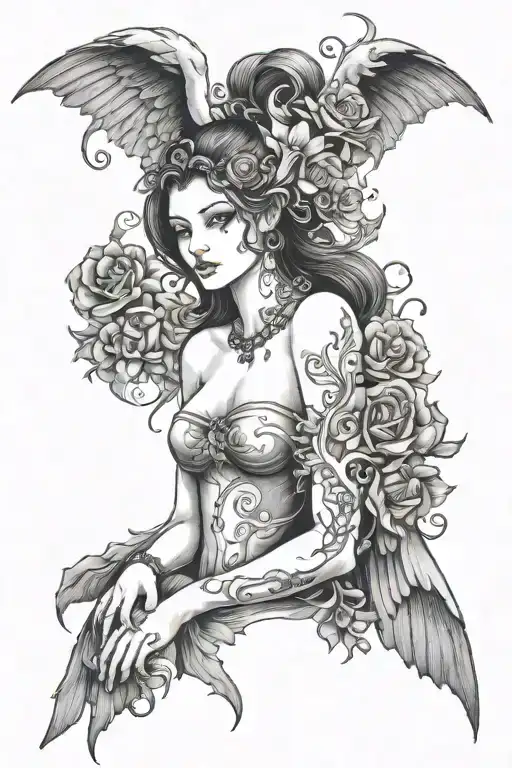 Attractive Half Angel Half Demon Woman