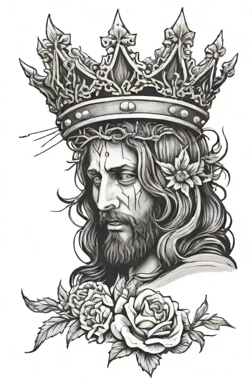 Jesus Crown By Itself With Thorns And Flowers