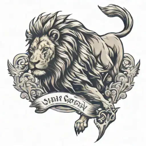 Lion And Sparta Warrios Small Tatto And Whit Qoute No Weapon Formed Against Me Shall Prosper