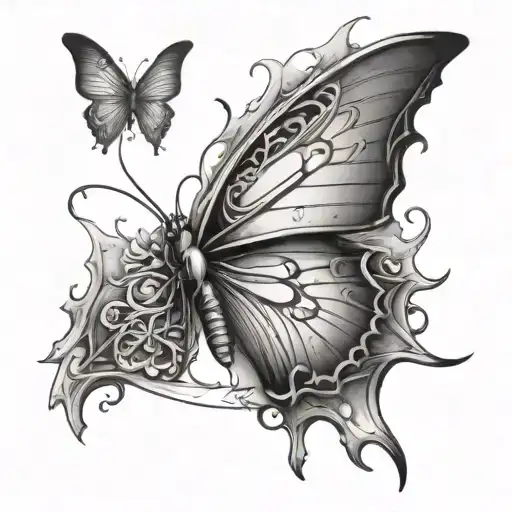Butterfly With A Sword Piercing Through