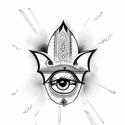 Hamsa Symbol And Eye Whith Cloud And Lightning