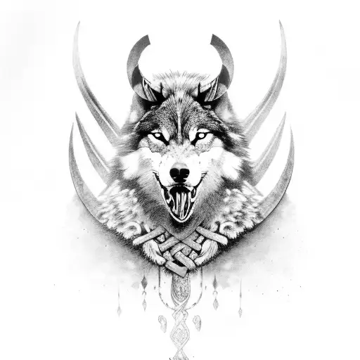 Viking Wolf With Horns