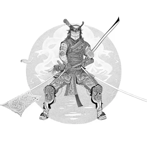 A Katana With An Intricate Red Thread Of Fate Intertwined In The Design