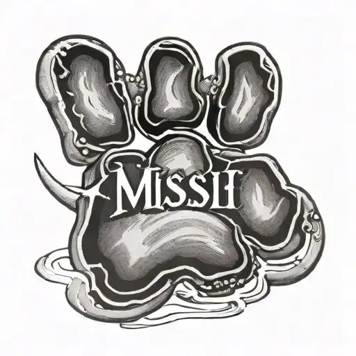 Dog Paw Print With The Name Missi