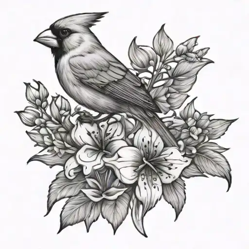 Cardinal And Larkspur Flower