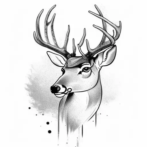 Original Tatoo Of A Deer With Gradient