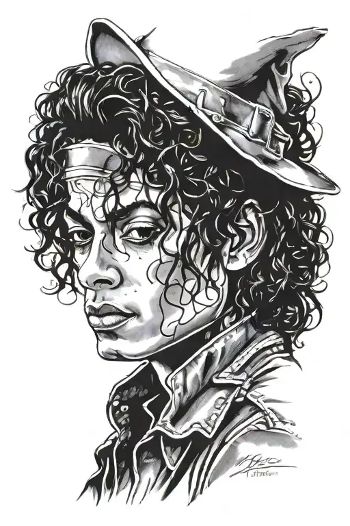 Michael Jackson Portrait Tattoo Design And Shadow