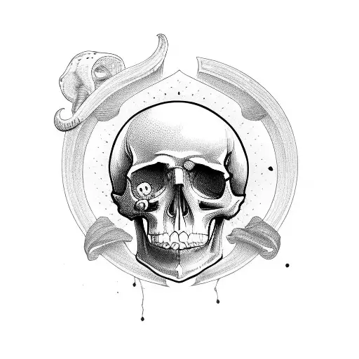 Hour Glass With Skull Inside