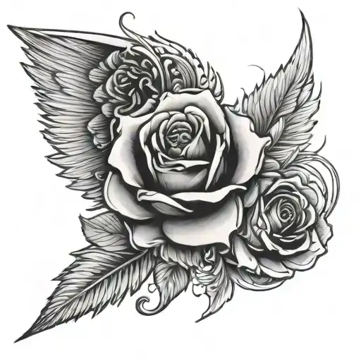 Rose And Angel Wing