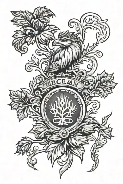 Maclean Clan Crest With Thistle And Scottish Highlands