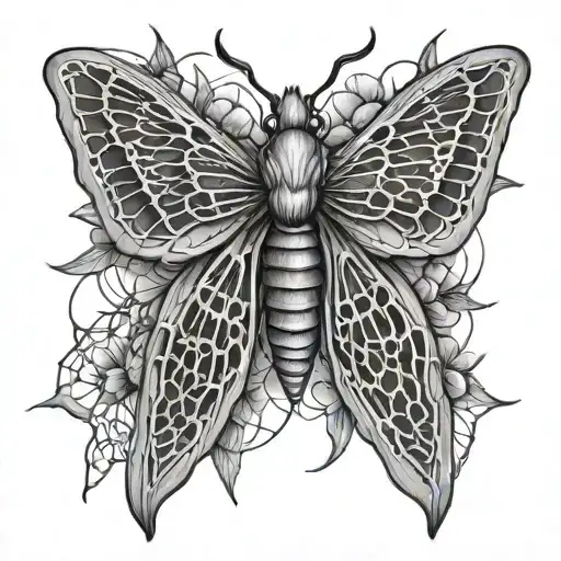 Hawk Moth On Spiderweb