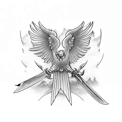 Thunderbird Flying With A Sword In Its Talons